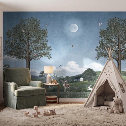 Kids Forest Animals Landscape Wallpaper Mural
